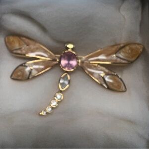 Avon Gold and Purple Dragonfly Brooch